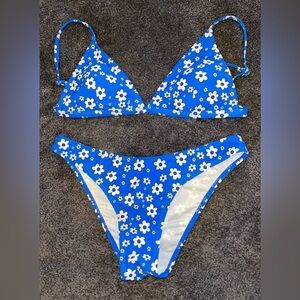 SHEIN blue and white bikini size small